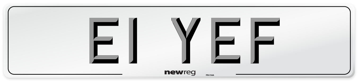 E1 YEF Number Plate from New Reg
